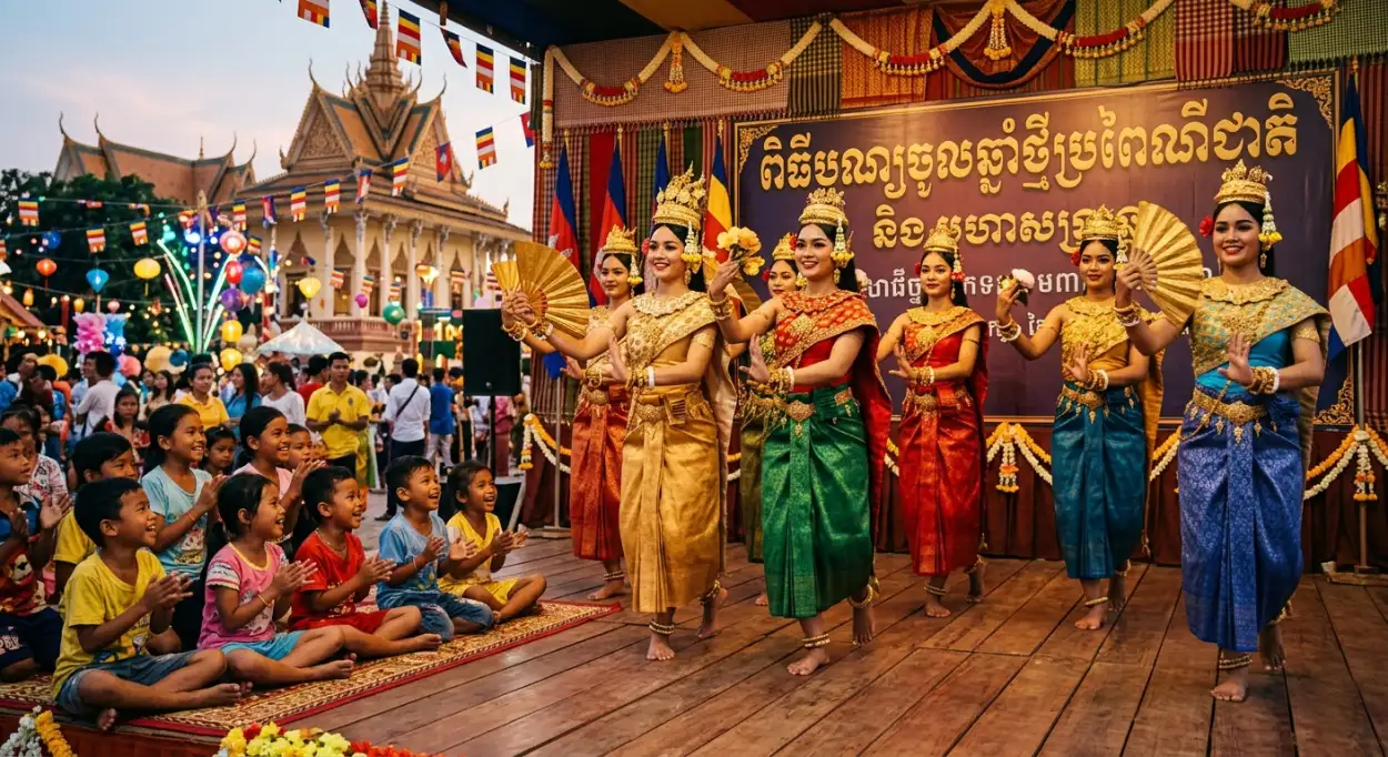 Free Download Khmer New Year 2026 Artistic Background - High Quality Khmer New Year Wishes Poster 2026 Background Image