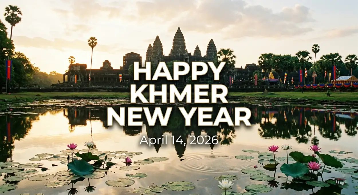 Free Download Khmer New Year 2026 Greeting Card Poster - High Quality Khmer New Year Wishes Poster 2026 Image