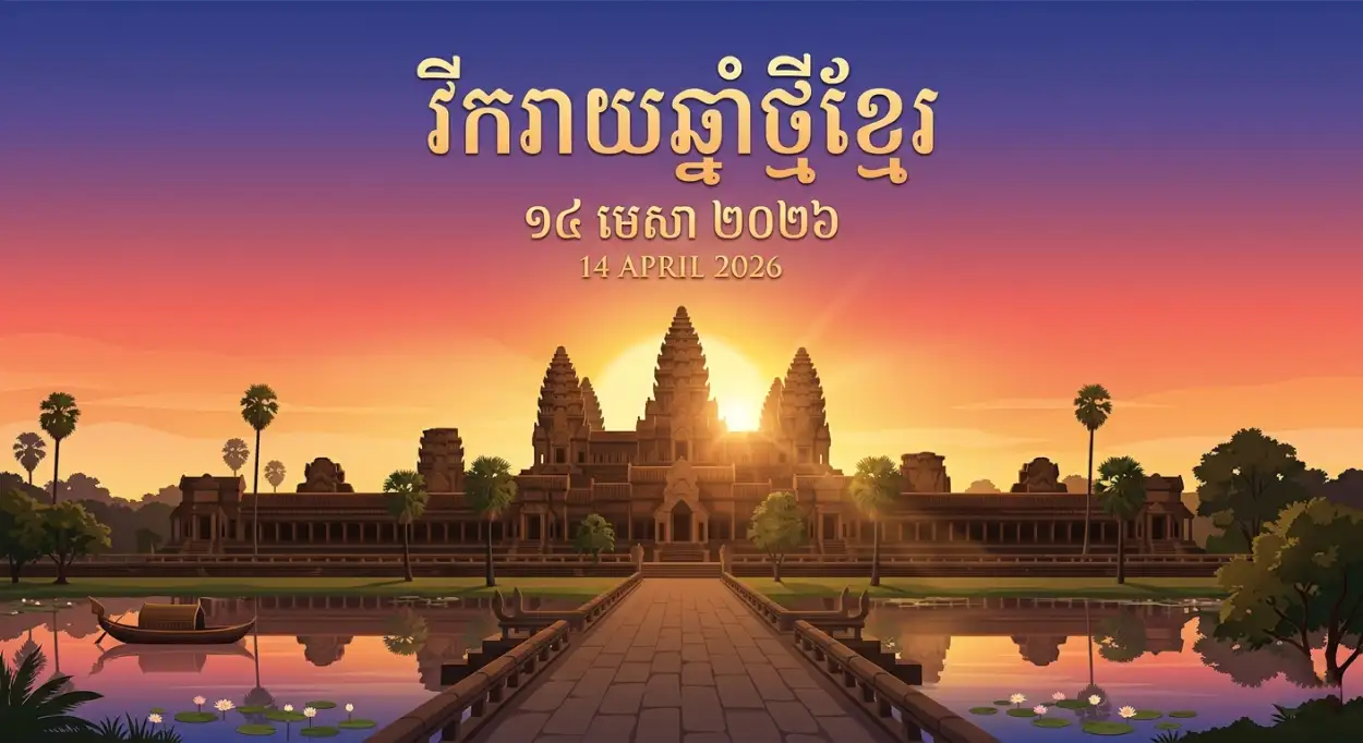 Free Download Khmer New Year Creative Artwork Poster - High Quality Khmer New Year Wishes Poster 2026 Image