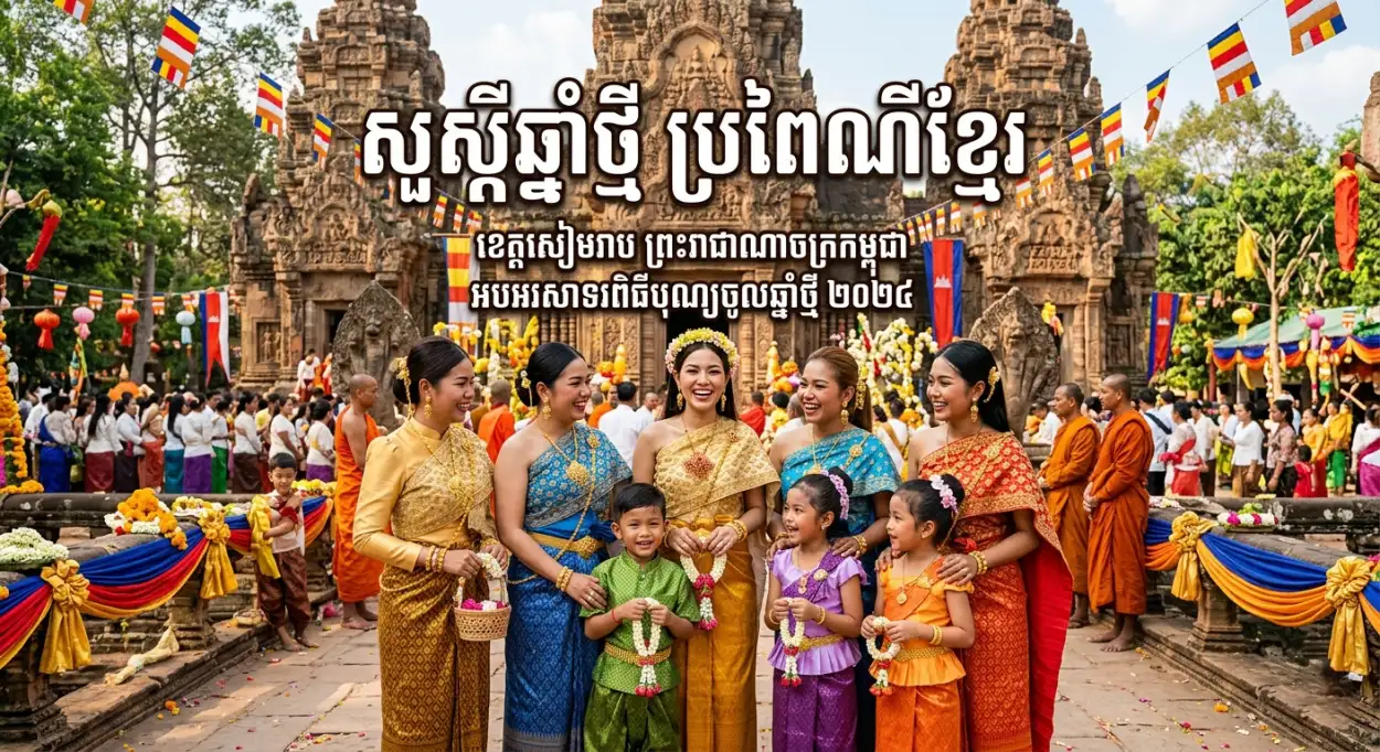 Free Download Khmer New Year Digital Poster 2026 - High Quality Khmer New Year Wishes Poster 2026 Image