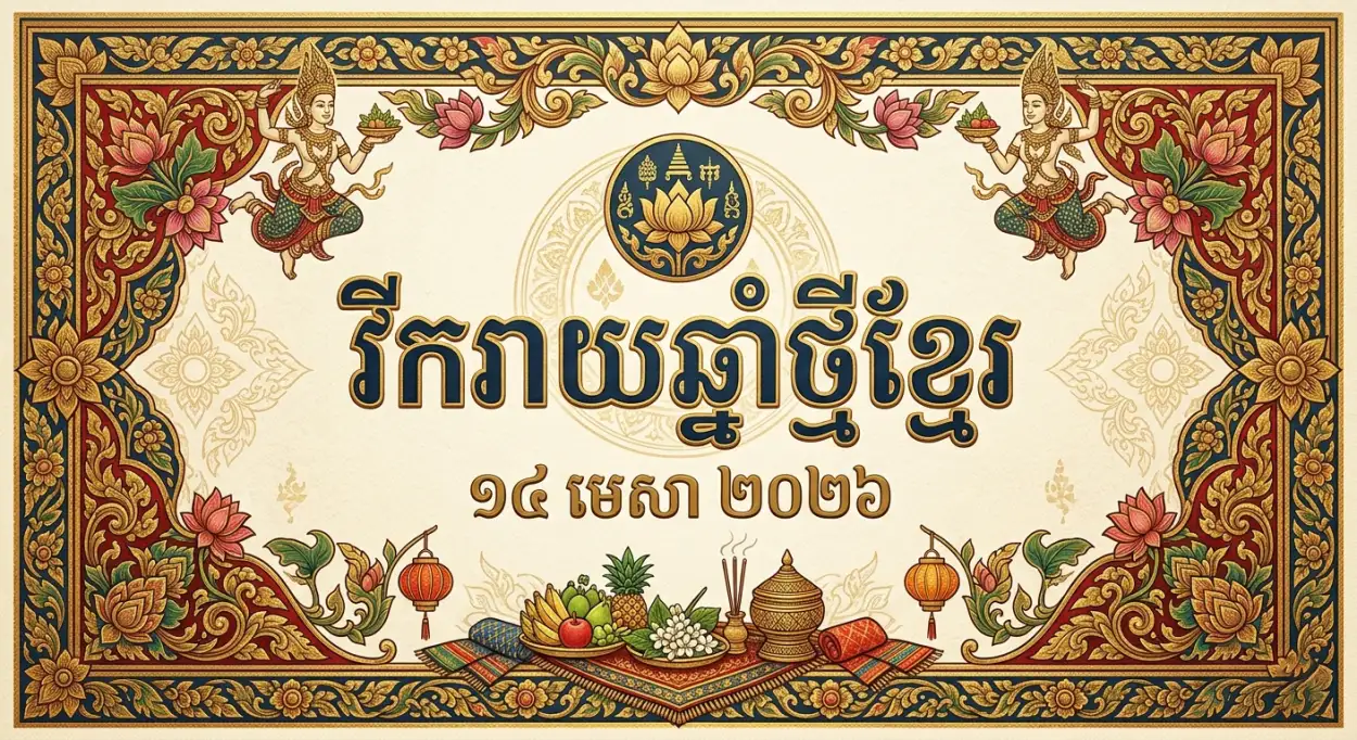 Free Download Khmer New Year Invitation Poster - High Quality Khmer New Year Wishes Poster 2026 Image
