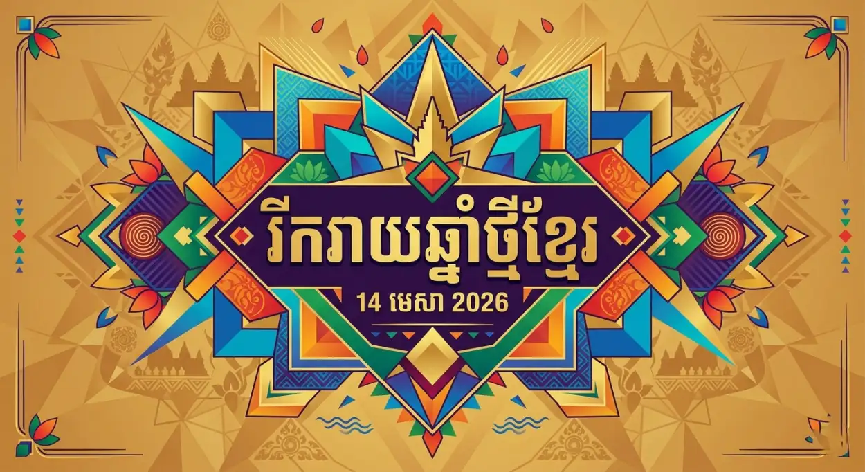Free Download Khmer New Year Poster With Text 2026 - High Quality Khmer New Year Wishes Poster 2026 Image