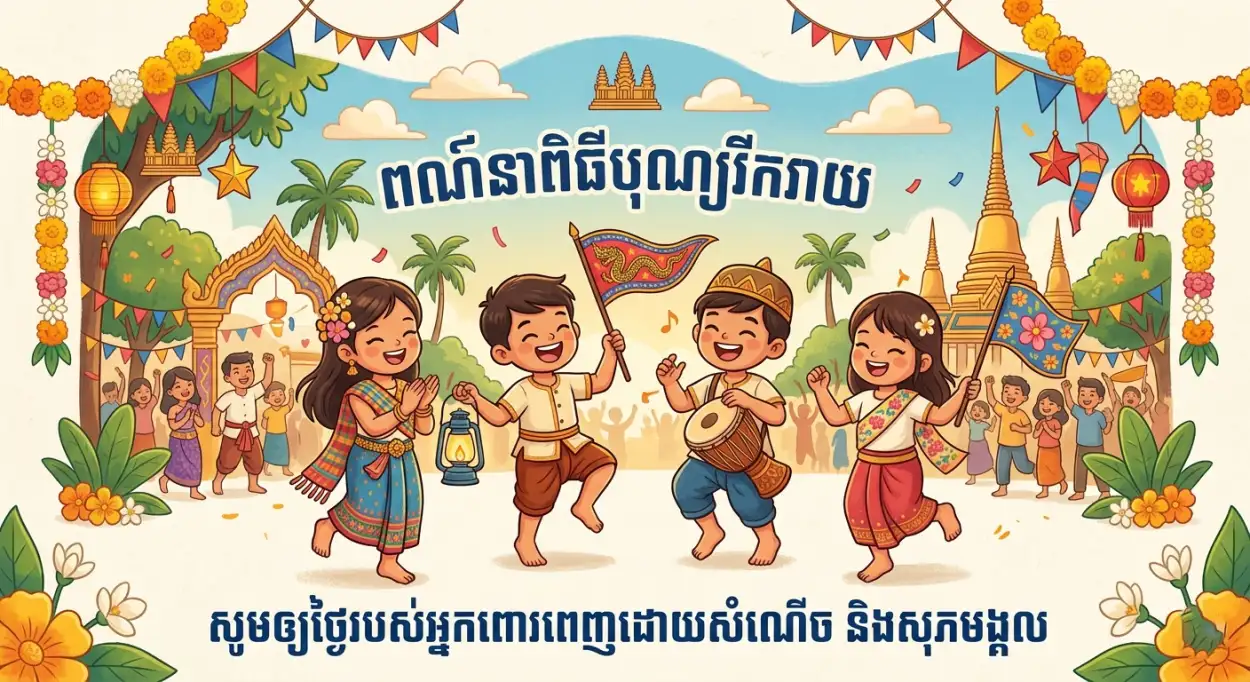 Free Download Khmer New Year School Poster Design - High Quality Khmer New Year Wishes Poster 2026 Image