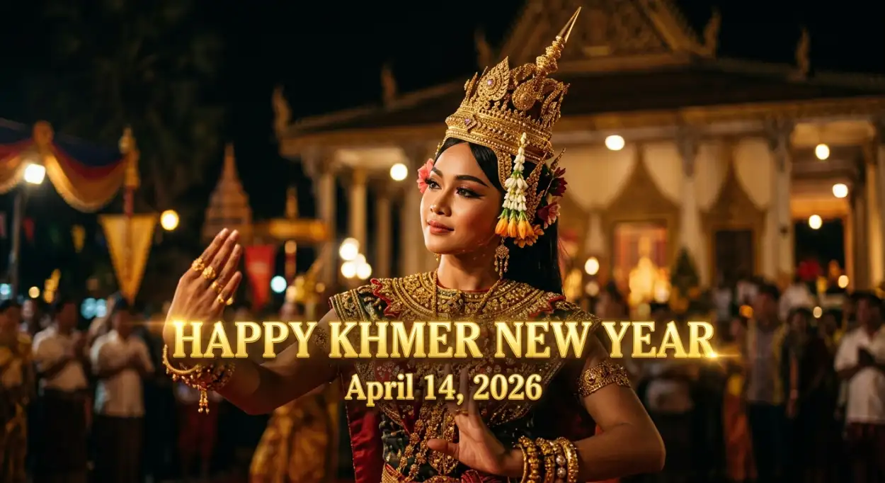 Free Download Khmer New Year Social Media Poster 2026 - High Quality Khmer New Year Wishes Poster 2026 Image