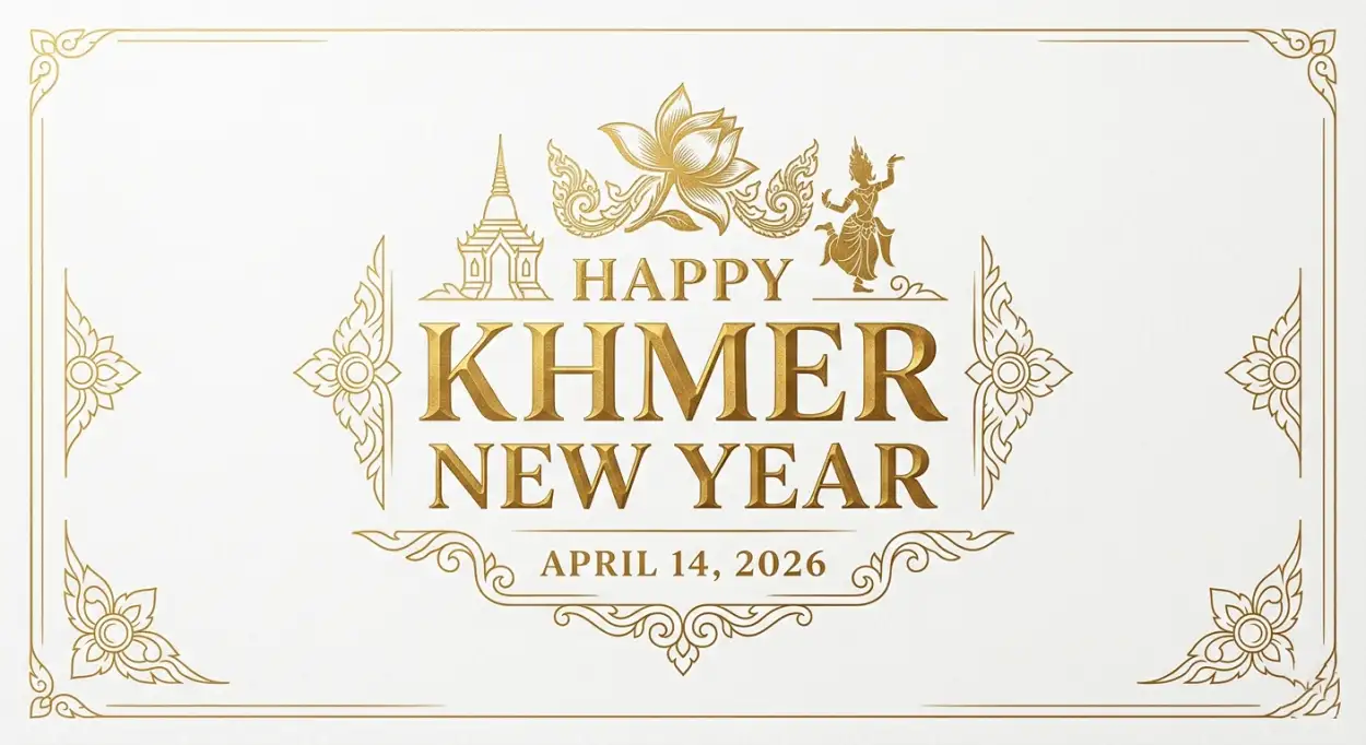 Free Download Khmer New Year Vector Poster 2026 - High Quality Khmer New Year Wishes Poster 2026 Image