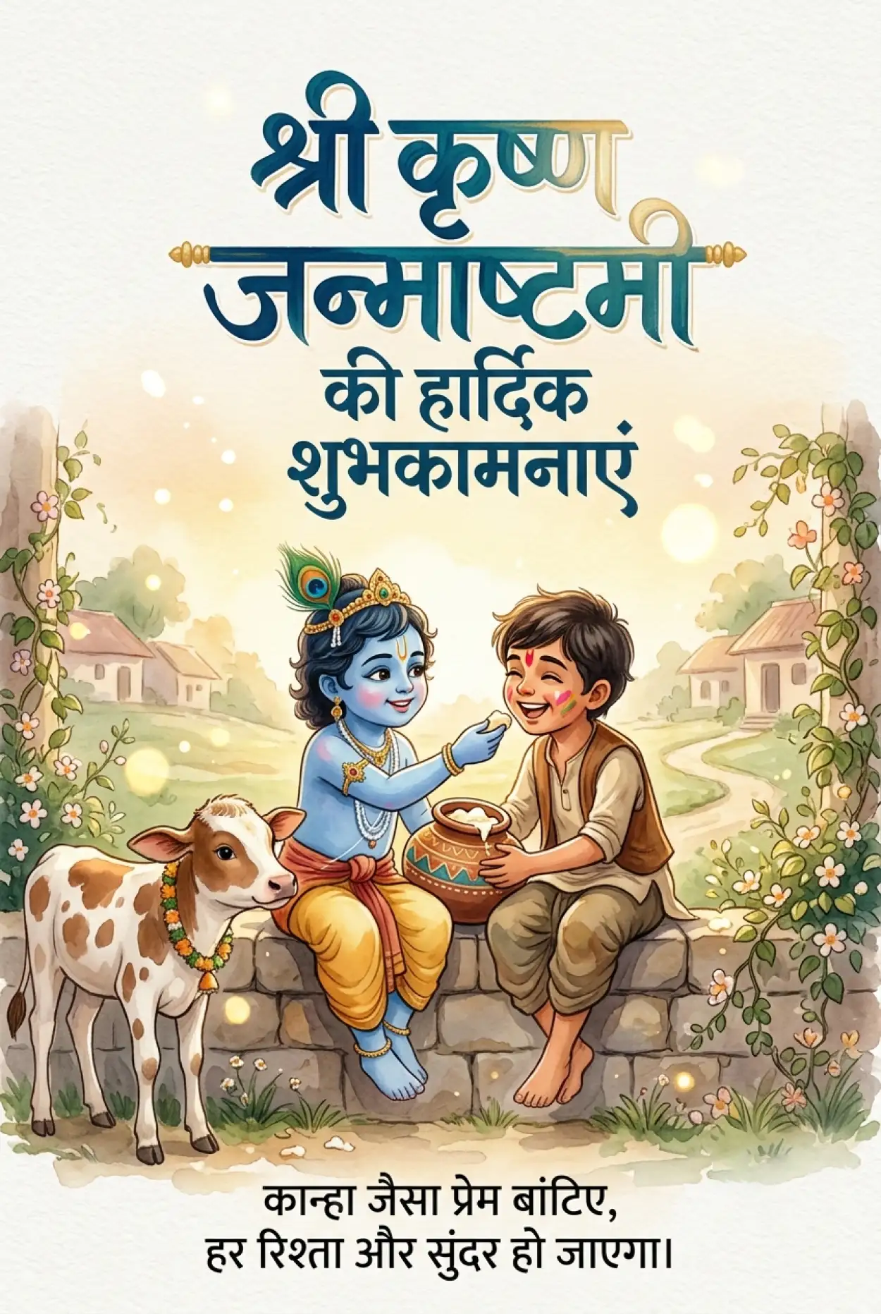 Free Download Krishna Janmashtami Instagram Post In Hindi - High Quality Shri Krishna Janmashtami Ki Hardik Shubhkamnaye In Hindi Image