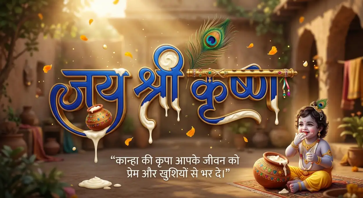 Free Download Krishna Janmashtami Shareable Wishes In Hindi - High Quality Shri Krishna Janmashtami Ki Hardik Shubhkamnaye In Hindi Image