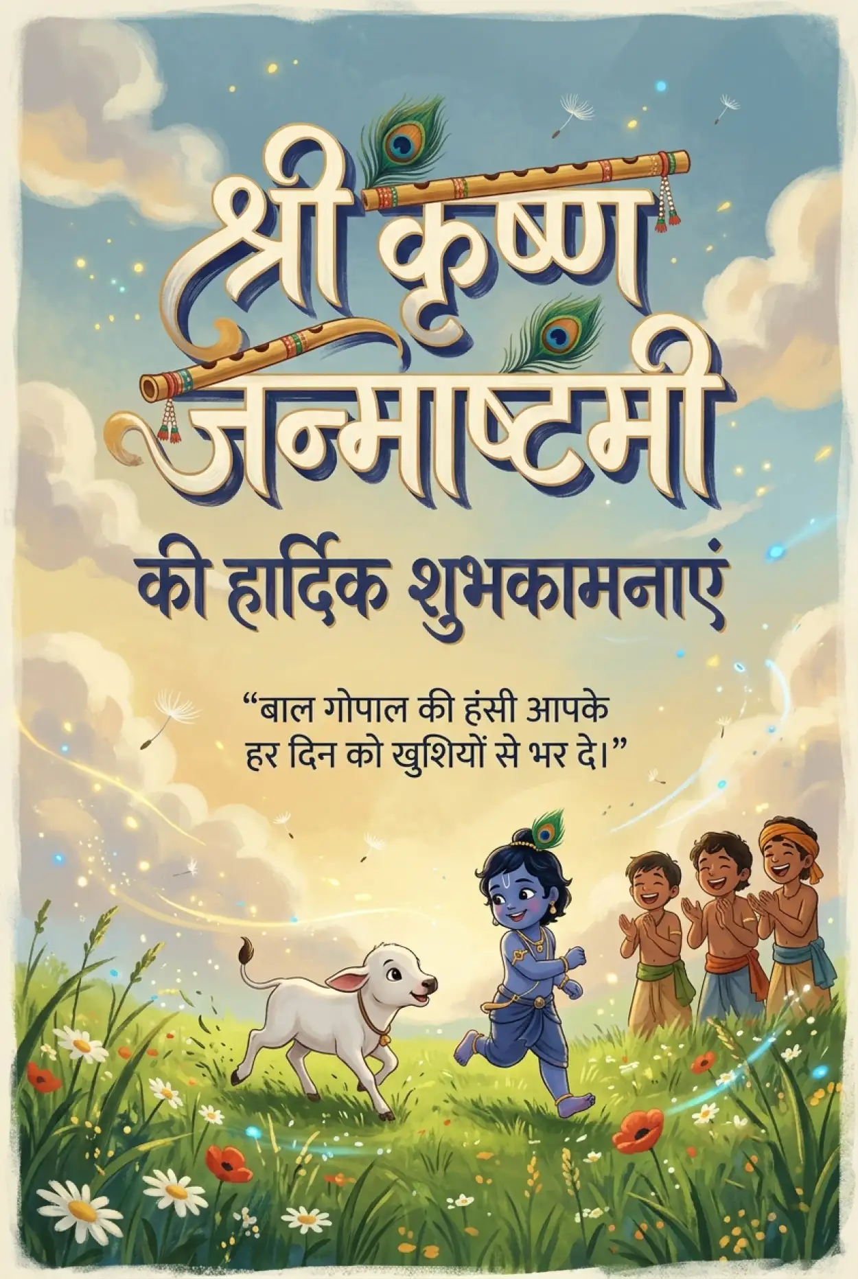 Free Download Krishna Janmashtami Viral Status In Hindi - High Quality Shri Krishna Janmashtami Ki Hardik Shubhkamnaye In Hindi Image