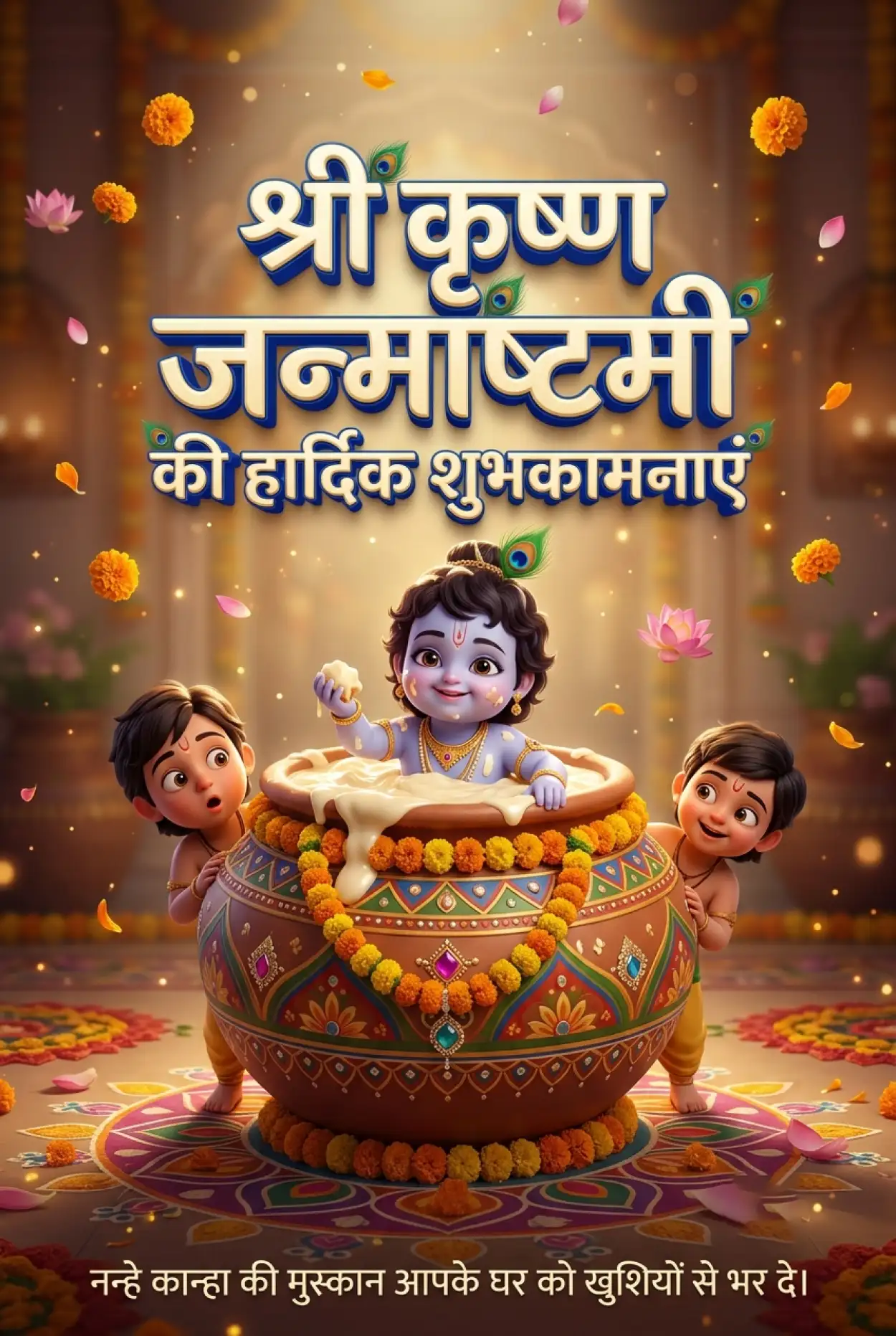 Free Download Laddu Gopal Janmashtami Ki Hardik Shubhkamnaye - High Quality Shri Krishna Janmashtami Ki Hardik Shubhkamnaye In Hindi Image