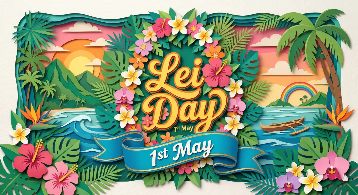Free Download Lei Day 2026 Floral Typography Png - High Quality Lei Day 2026 Transparent PNG