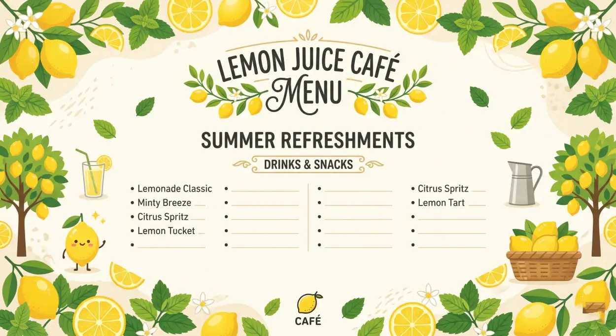 Free Download Lemon Juice Menu Card Background - High Quality Lemon Juice Background Background Image