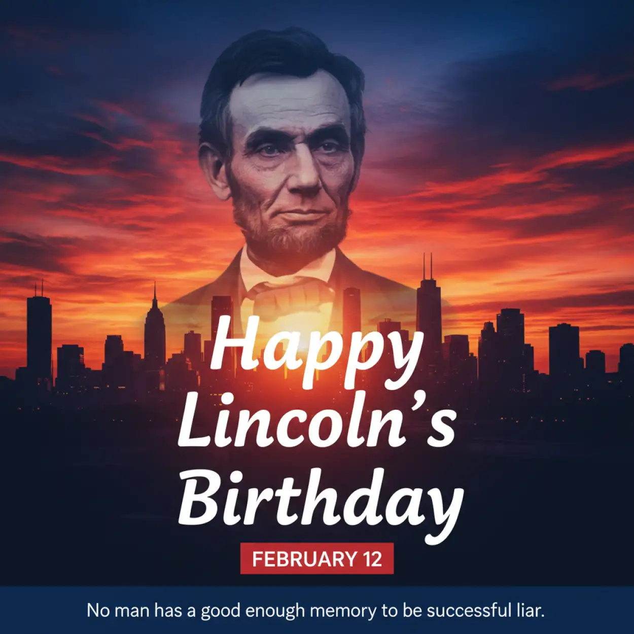 Free Download Lincolns Birthday Patriotic Instagram Post - High Quality Happy Lincolns Birthday Background