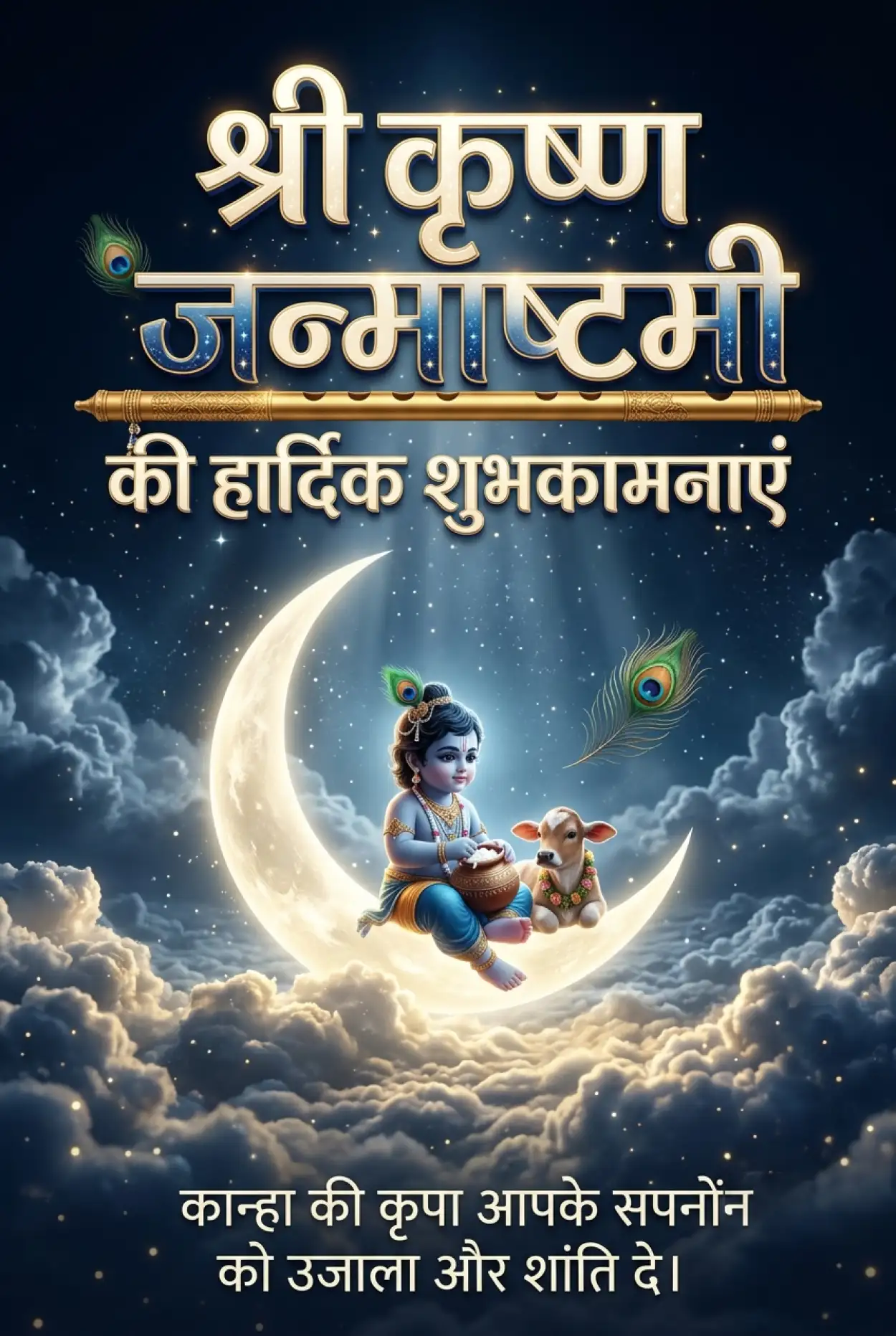 Free Download Lord Krishna Janmashtami Wishes In Hindi - High Quality Shri Krishna Janmashtami Ki Hardik Shubhkamnaye In Hindi Image