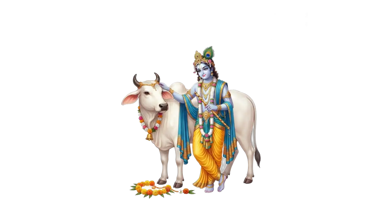 Free Download Lord Krishna With Cow Png Janmashtami 2026 - High Quality Krishna Janmashtami Png 2026 Transparent PNG
