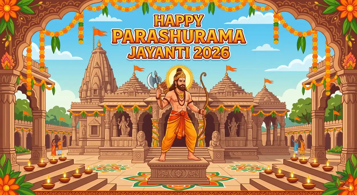 Free Download Lord Parashurama Png With Wishes Text 2026 - High Quality Happy Parashurama Jayanti Wishes 2026 Transparent PNG