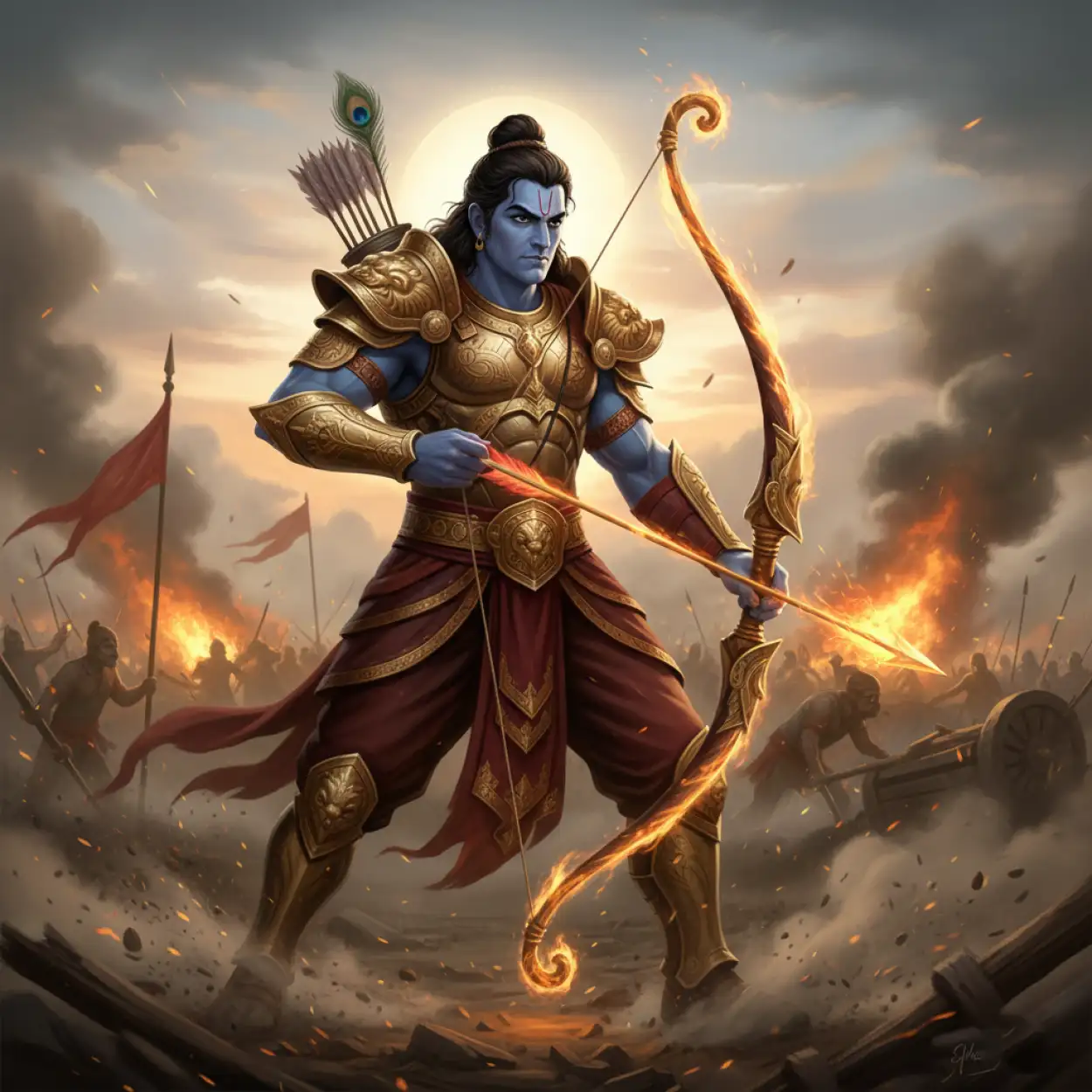 lord rama sky background with clouds