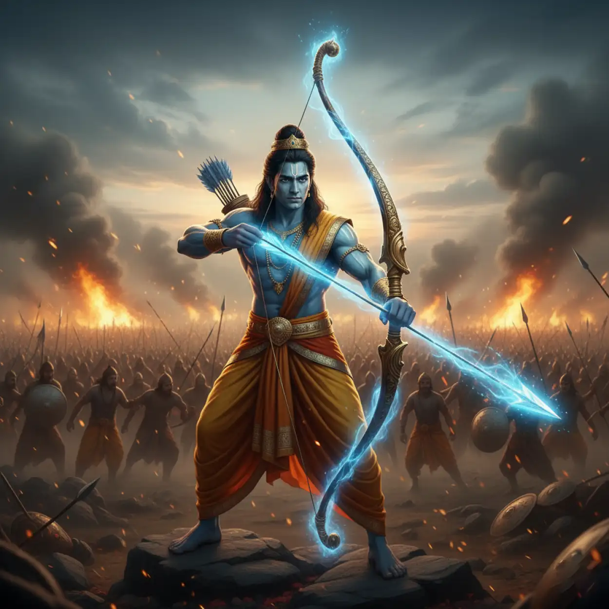 lord rama with bow and arrow background