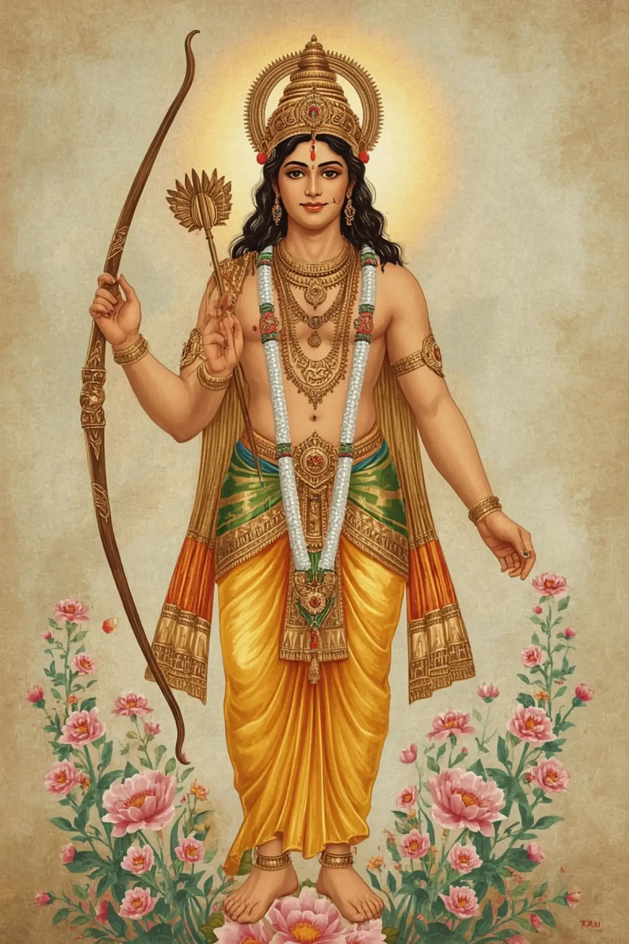 Lord Rama with bow and arrow clipart PNG