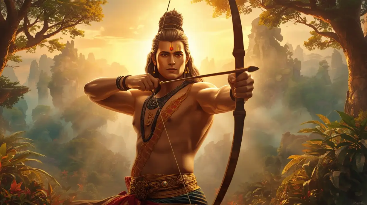 Lord Rama with bow arrow background PNG