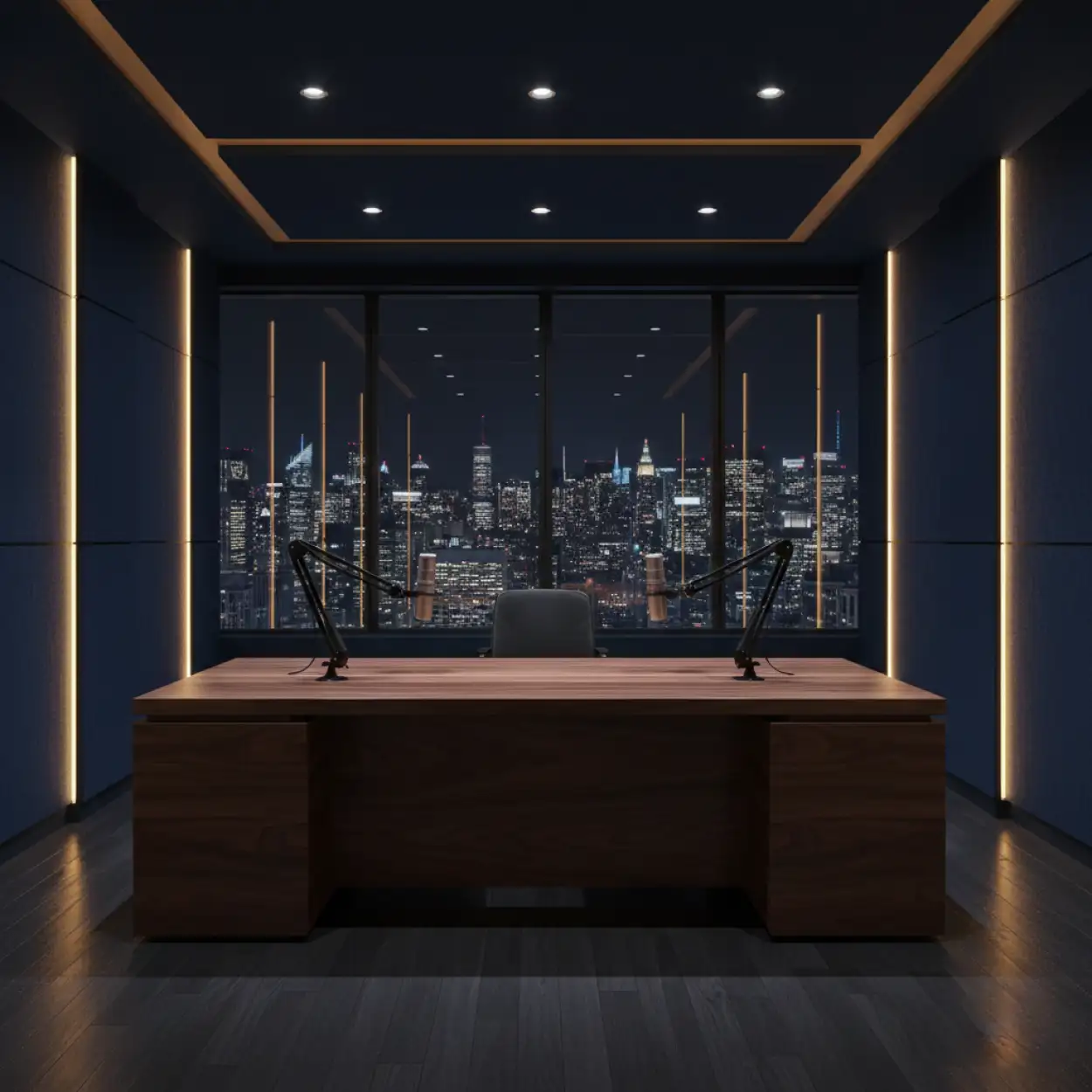 Free Download Luxury Penthouse Podcast Recording Studio Background Ultra Realistic 8k - High Quality Podcast Studio Background Background