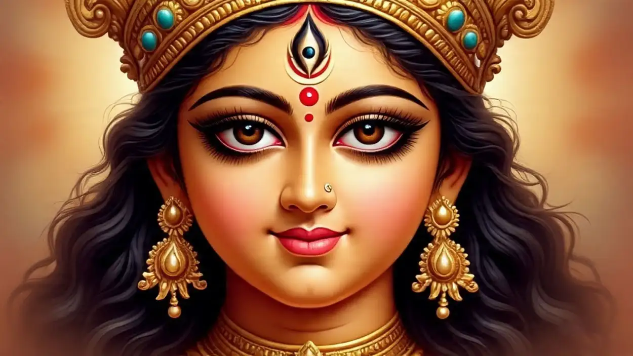 Maa Durga Photo In Golden Effect - Royalty Free Maa Durga Photo Image | Pngmagic Free Download Maa Durga Photo In Golden Effect - High Quality Maa Durga Photo Background