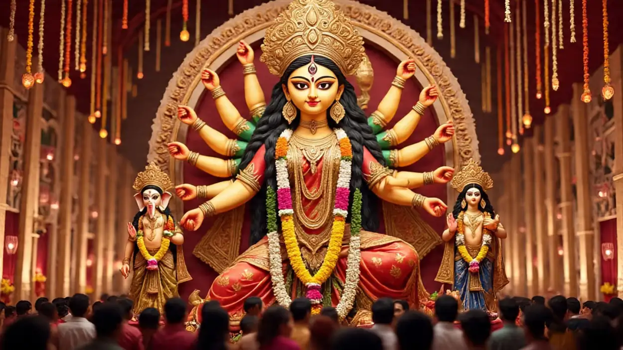 maa durga photo in red saree
