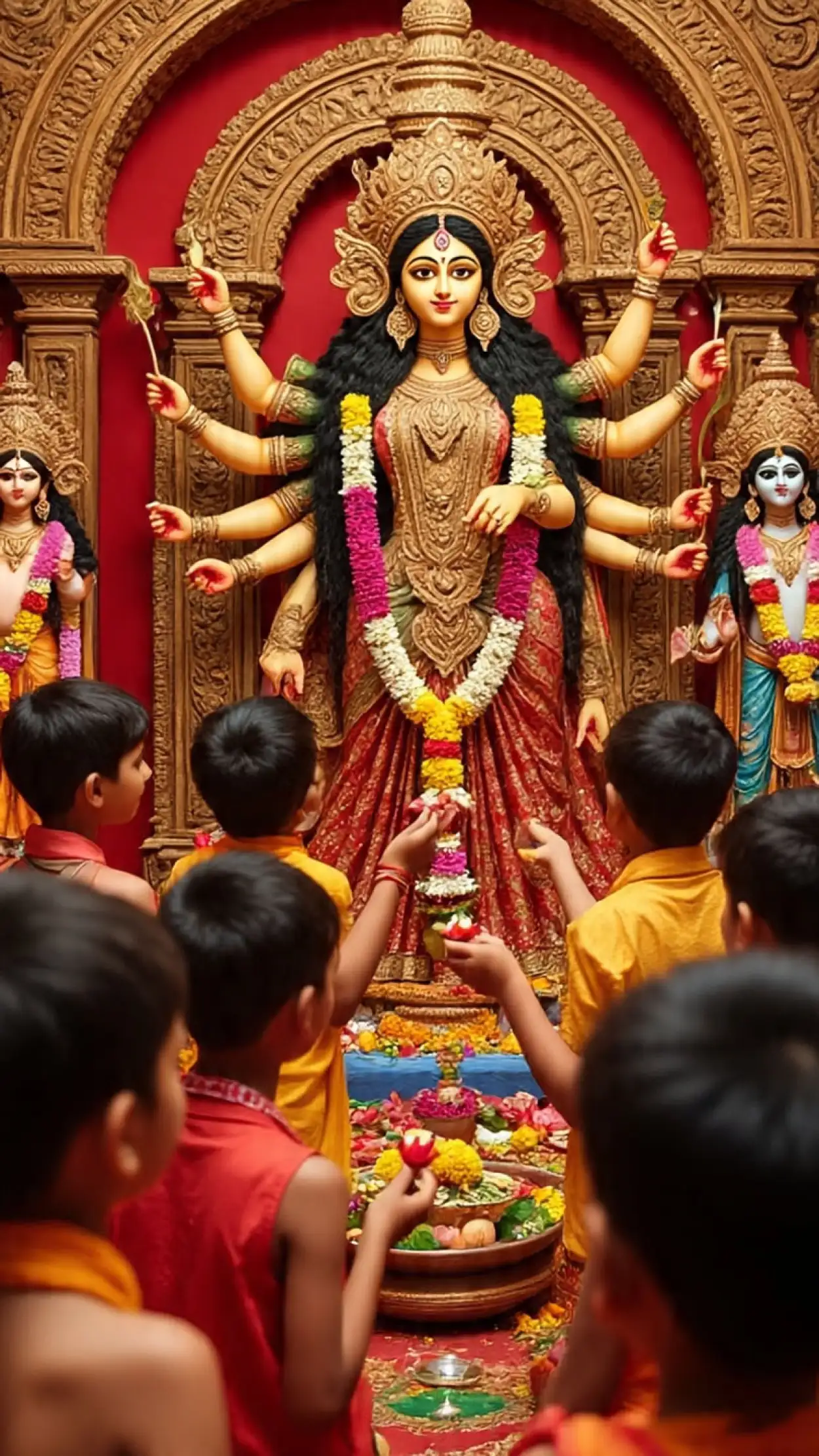 maa durga photo with decorative frame