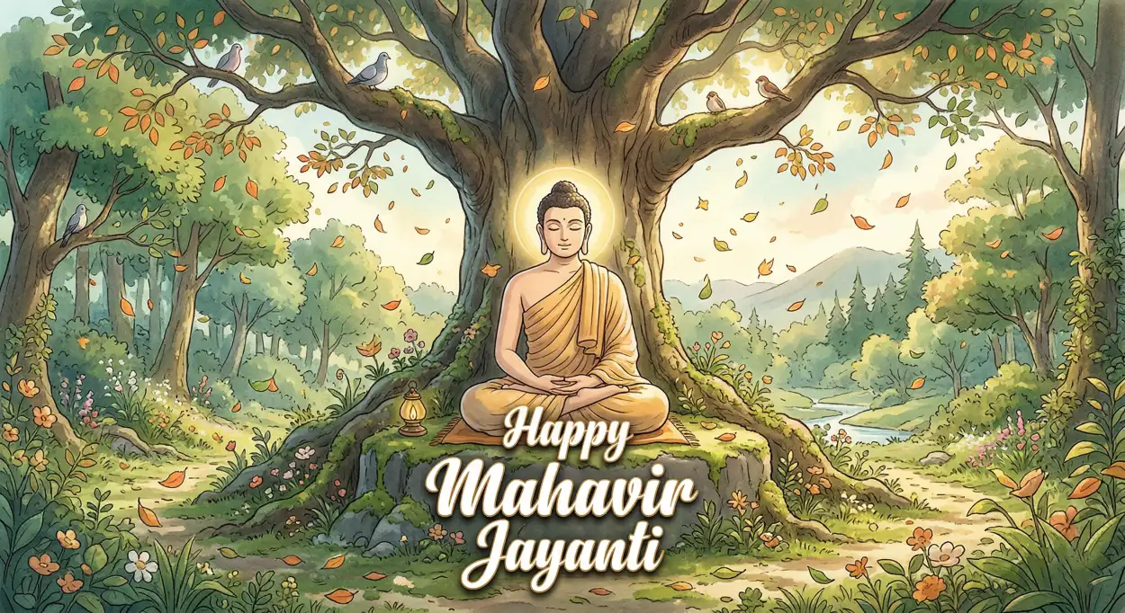 Free Download Mahavir Jayanti 2026 Greeting Card Design Online - High Quality Happy Mahavir Jayanti 2026 Image