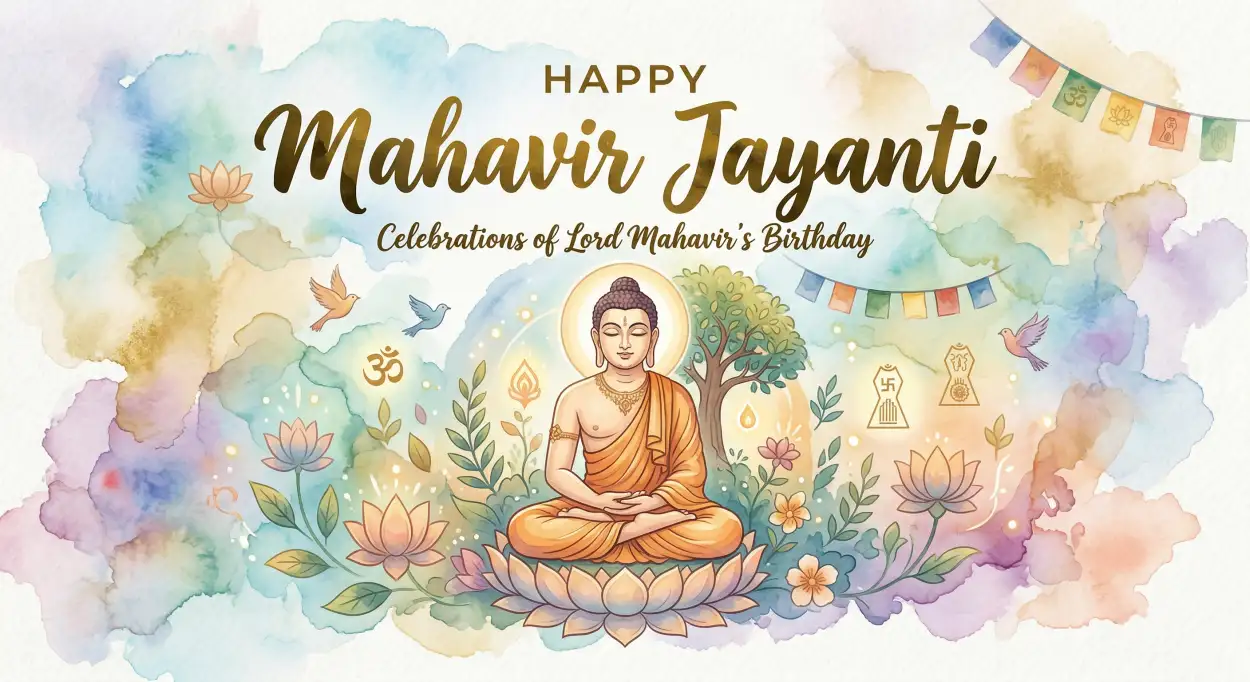 Free Download Mahavir Jayanti 2026 Poster Design With Quotes - High Quality Happy Mahavir Jayanti 2026 Image