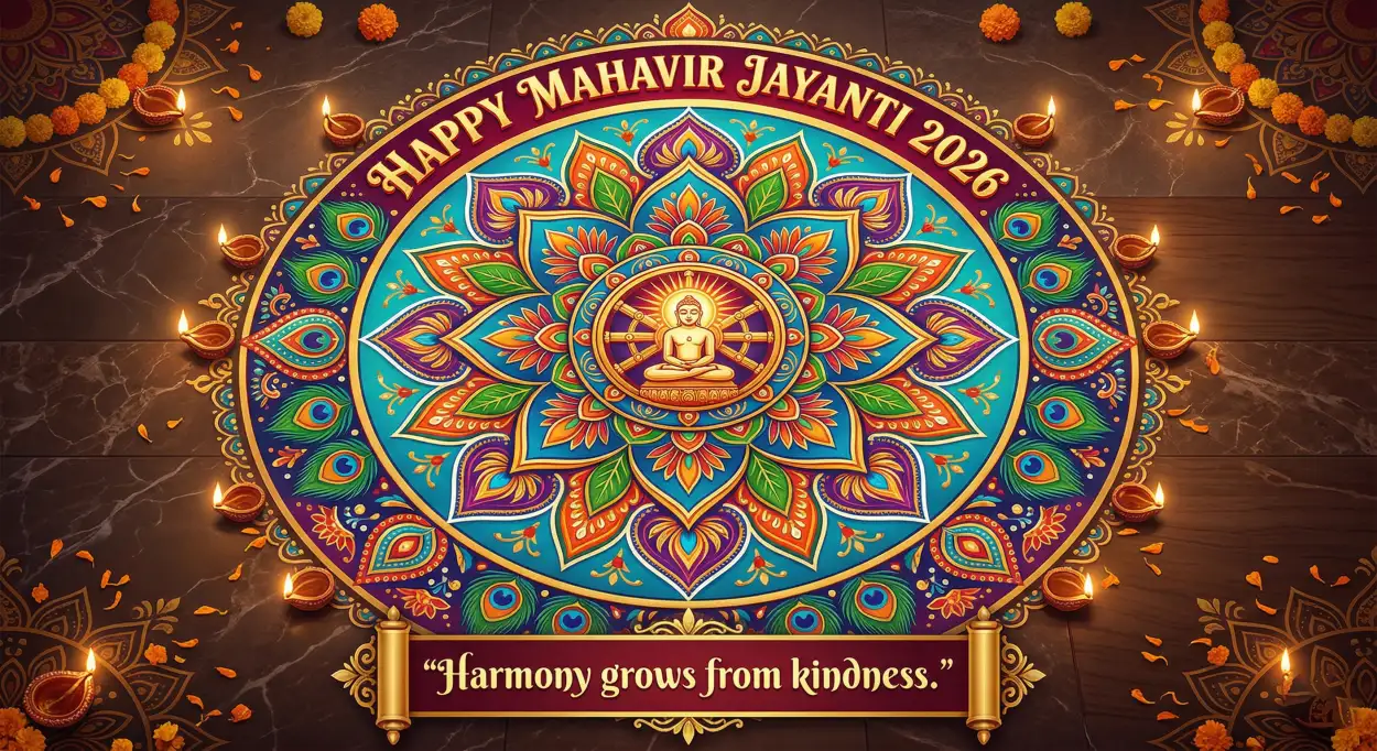 Free Download Mahavir Jayanti 2026 Wishes For Good Karma - High Quality Mahavir Jayanti 2026 Wishes Image
