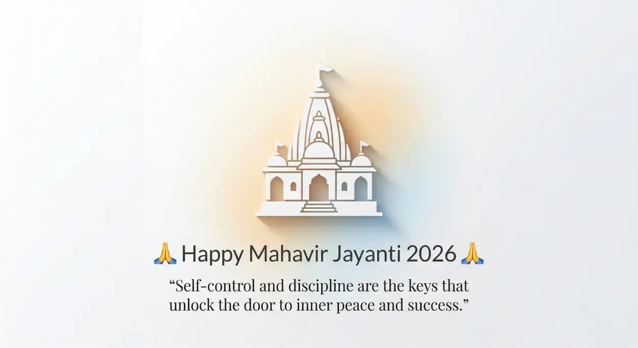 Free Download Mahavir Jayanti 2026 Wishes With Emojis - High Quality Mahavir Jayanti 2026 Wishes Image