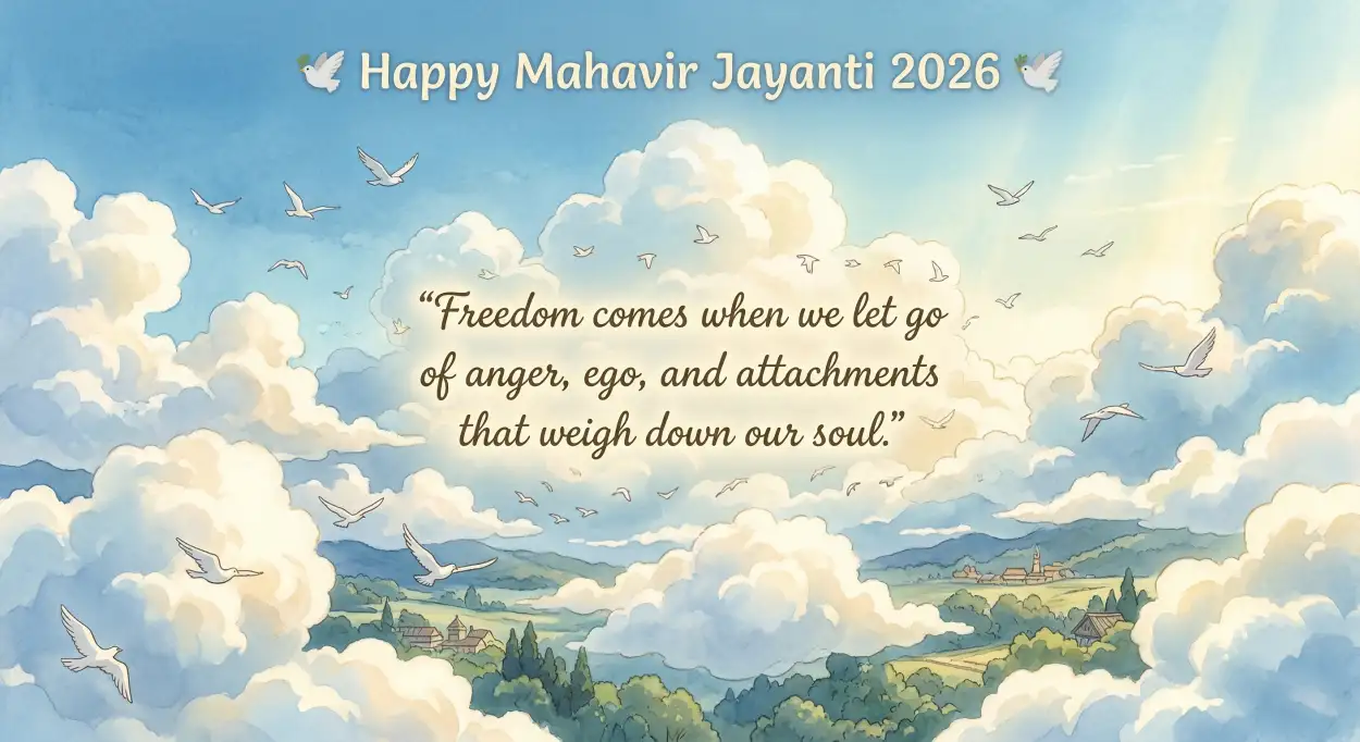 Free Download Mahavir Jayanti 2026 Wishes With Motivational Quotes - High Quality Mahavir Jayanti 2026 Wishes Image