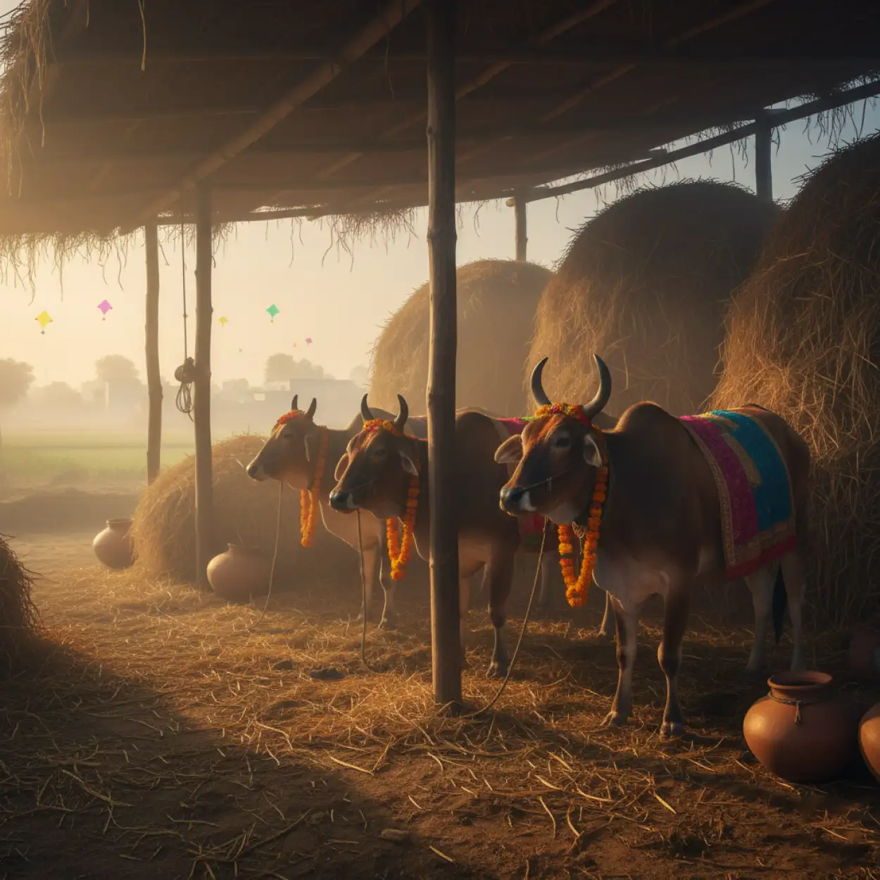 makar sankranti background ai generated artwork