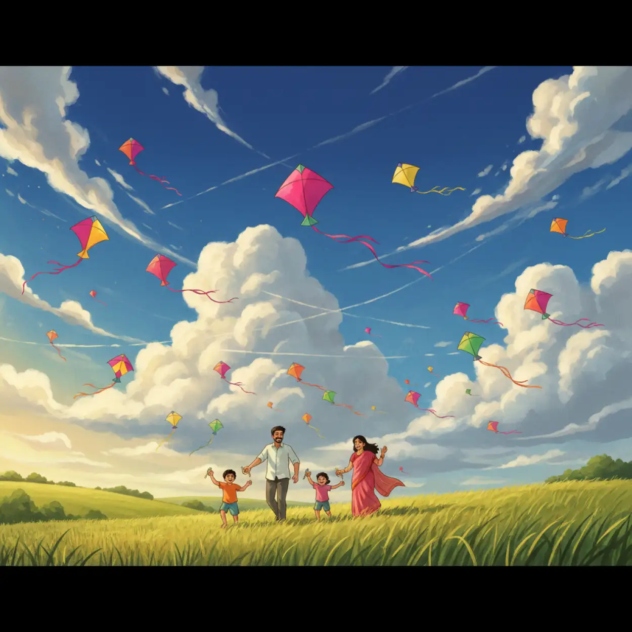 makar sankranti background cartoon style