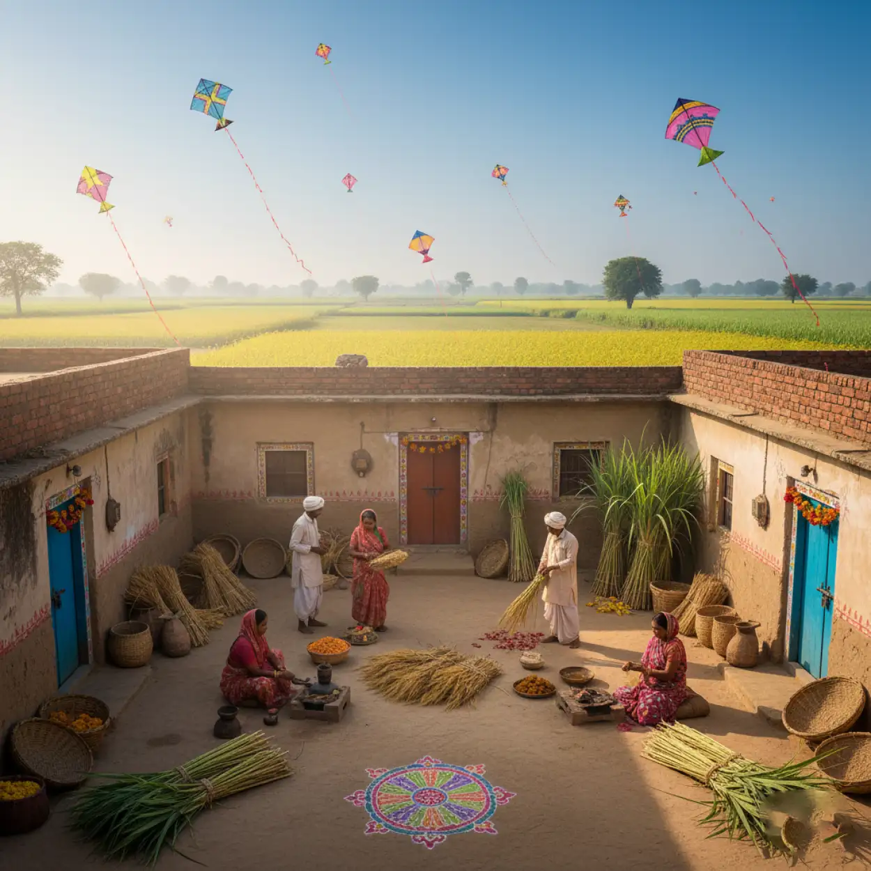 makar sankranti background digital painting