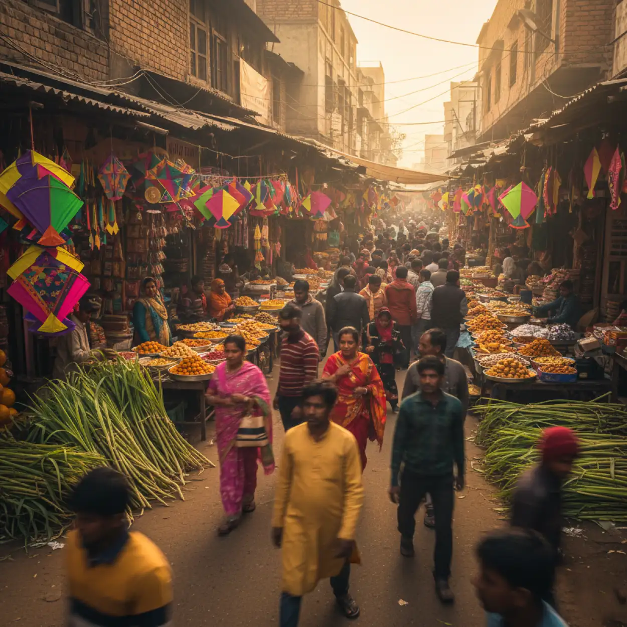 makar sankranti background with text space