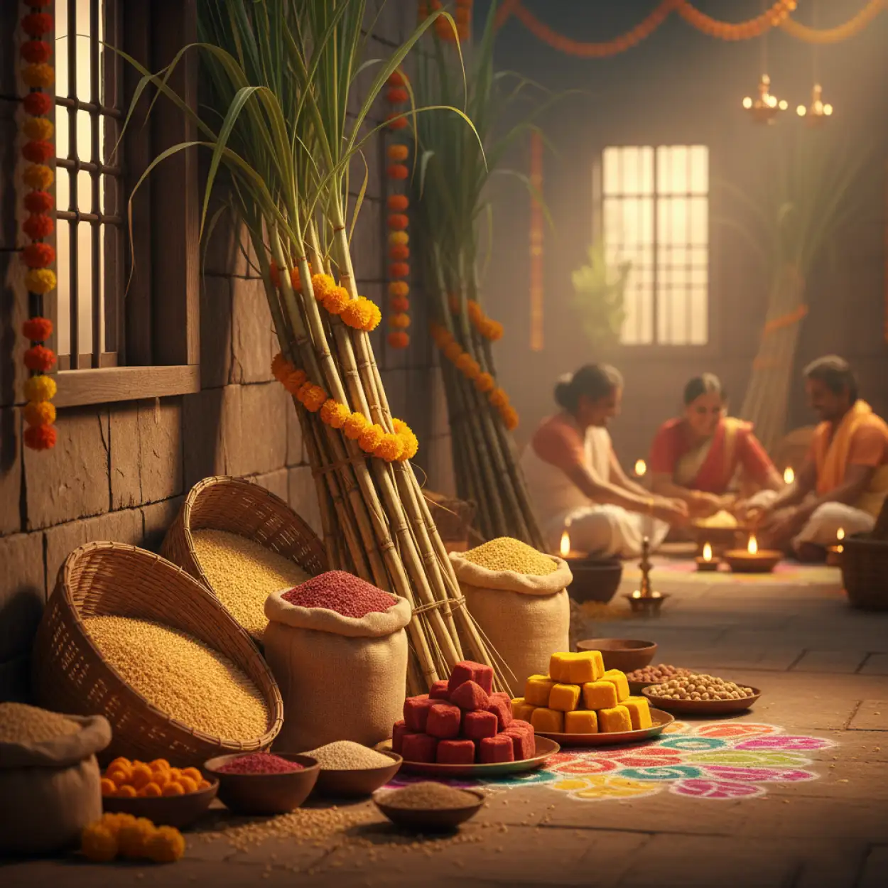 makar sankranti background family celebration outdoor