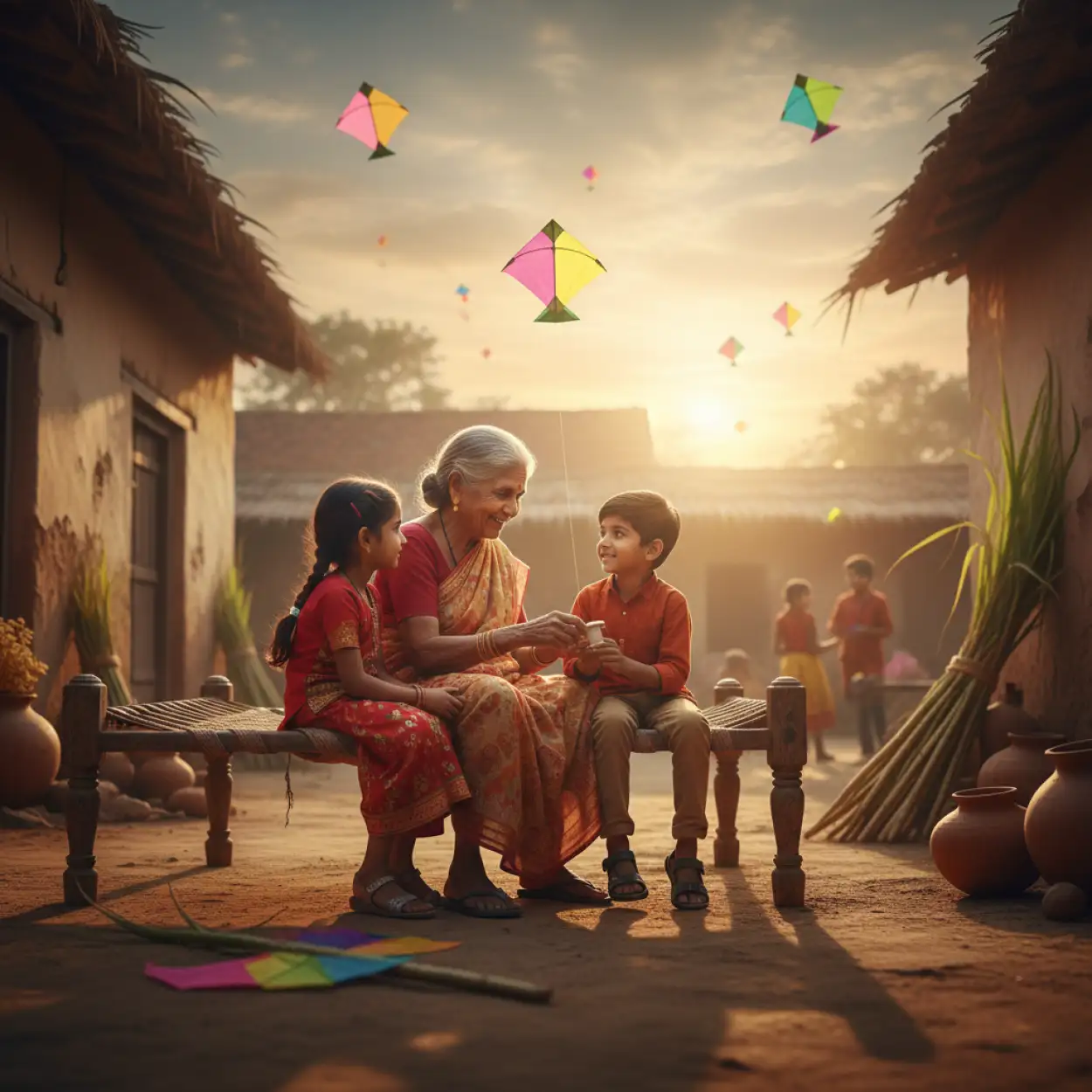 makar sankranti background illustration