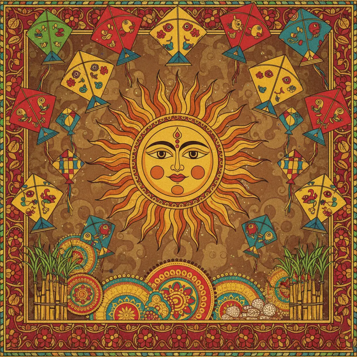 makar sankranti background red theme