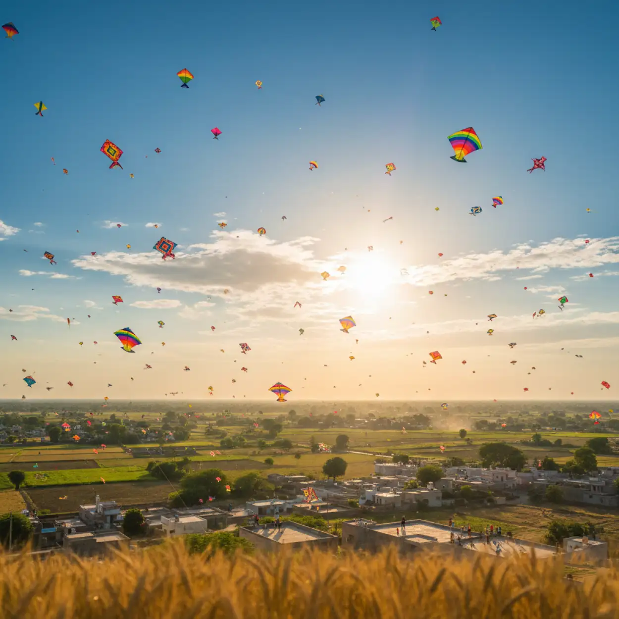 makar sankranti background sunrise
