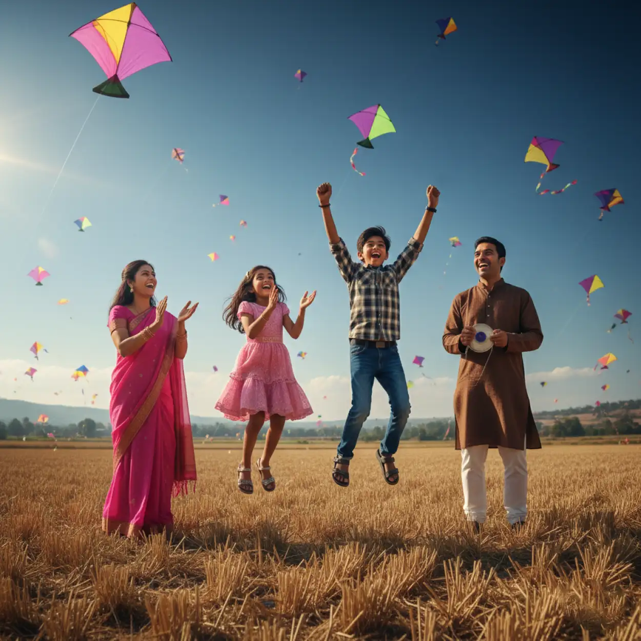 makar sankranti background village field scenery