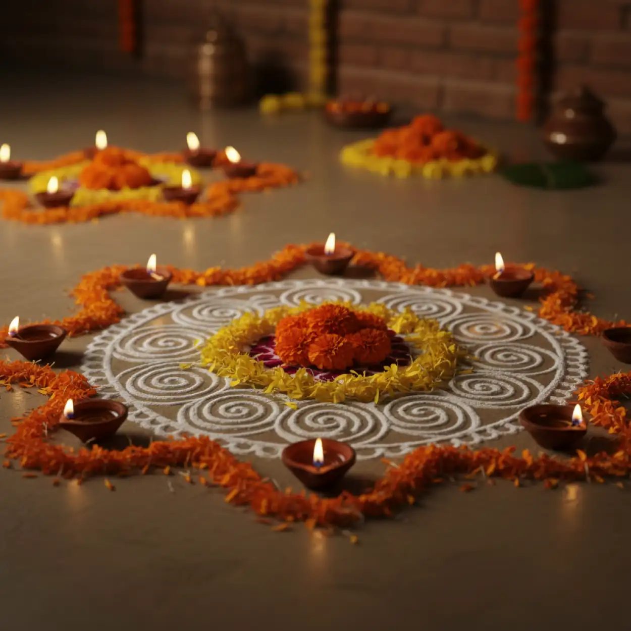 makar sankranti background with rangoli