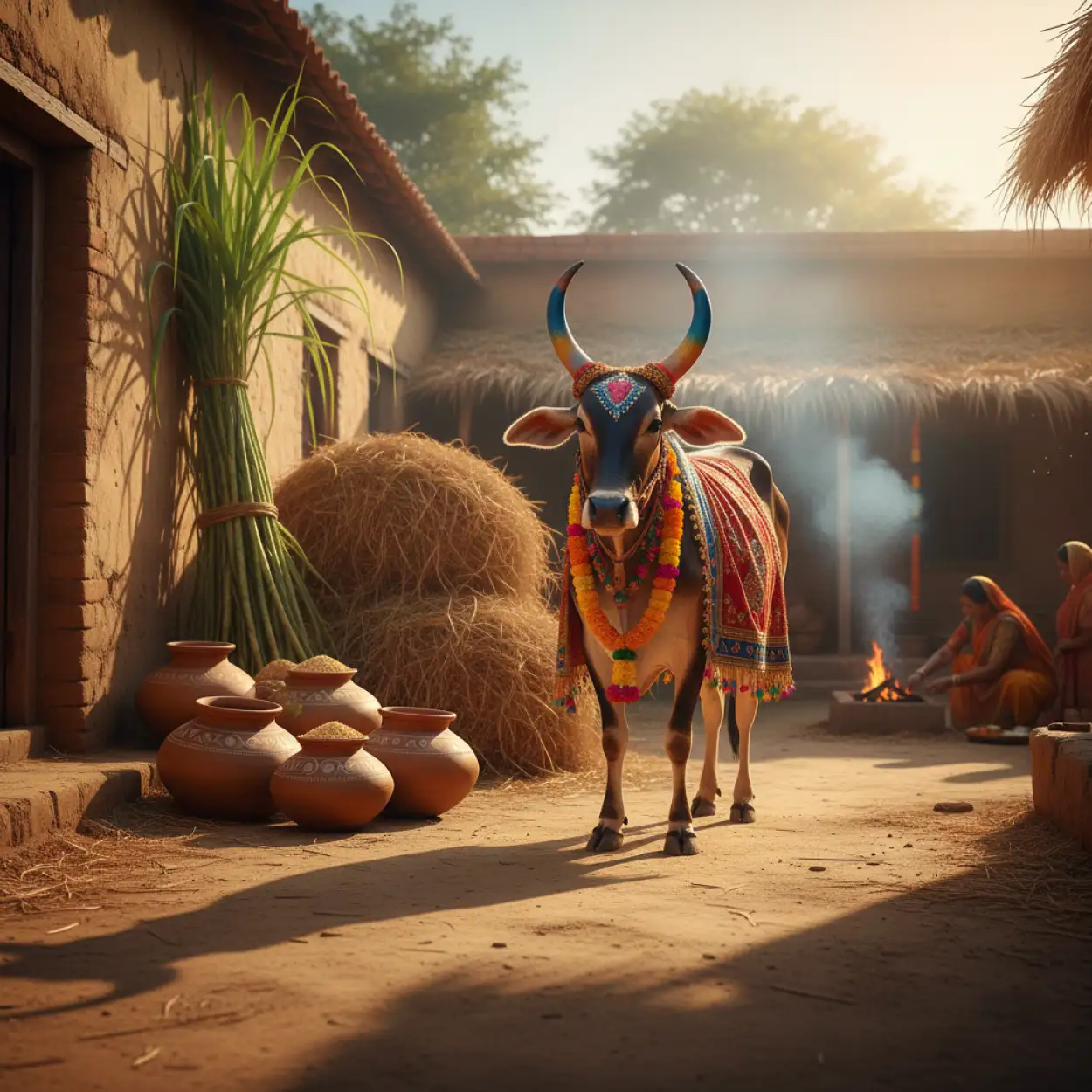 makar sankranti harvest background