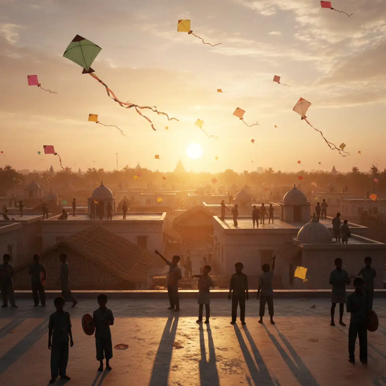 makar sankranti village background