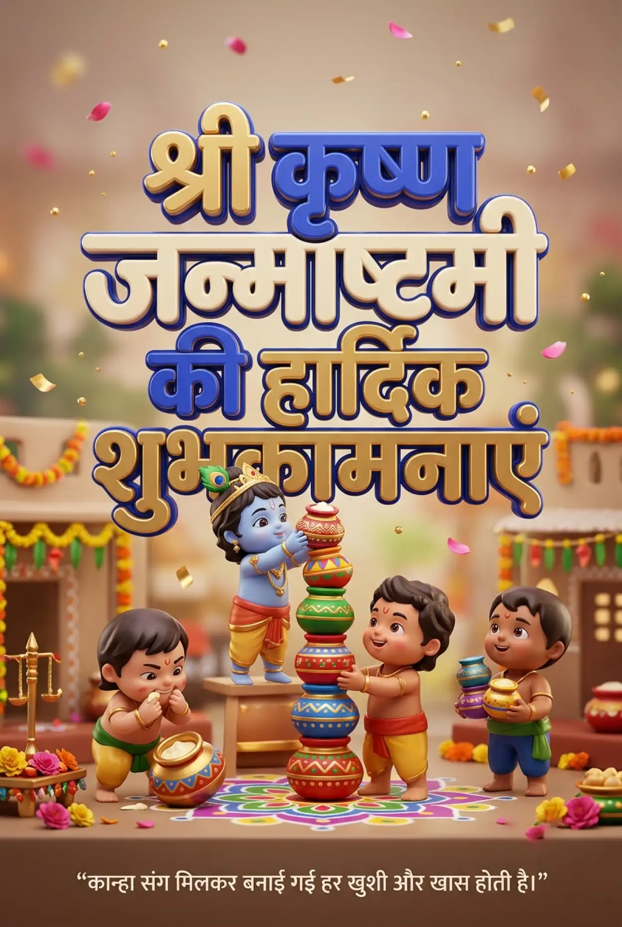 Free Download Makhan Chor Janmashtami Wishes In Hindi - High Quality Shri Krishna Janmashtami Ki Hardik Shubhkamnaye In Hindi Image