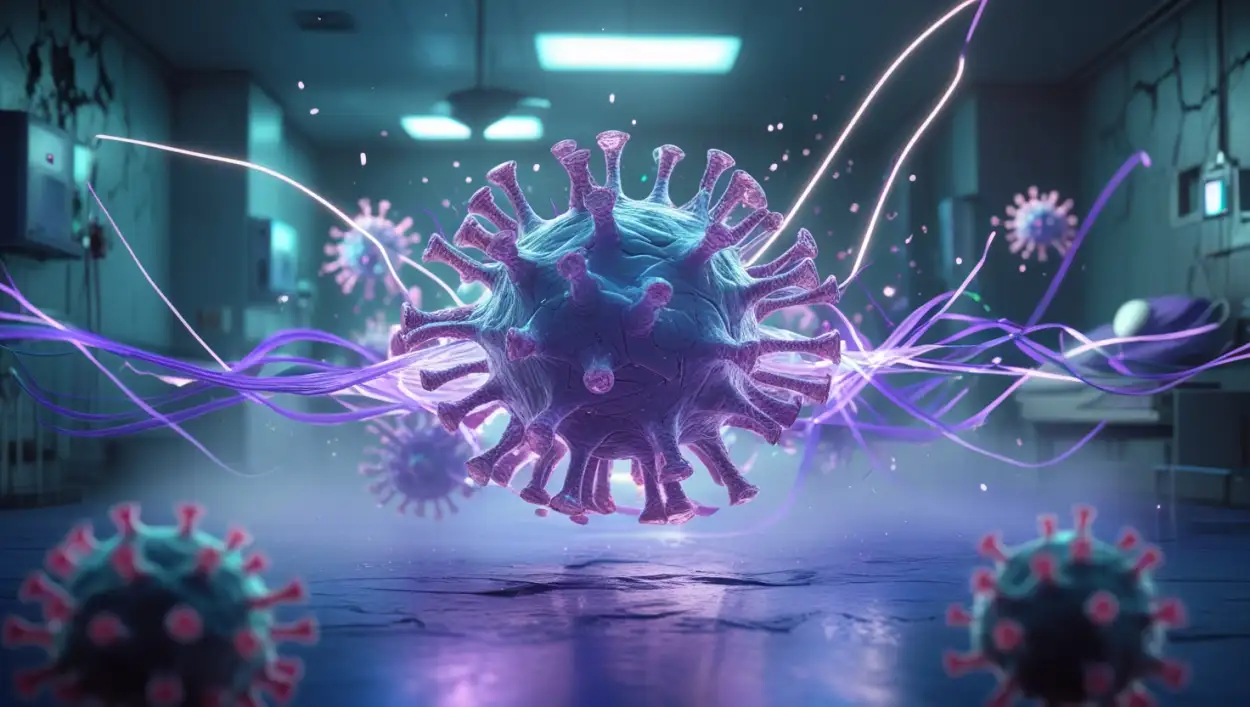 medical background with virus and vaccine