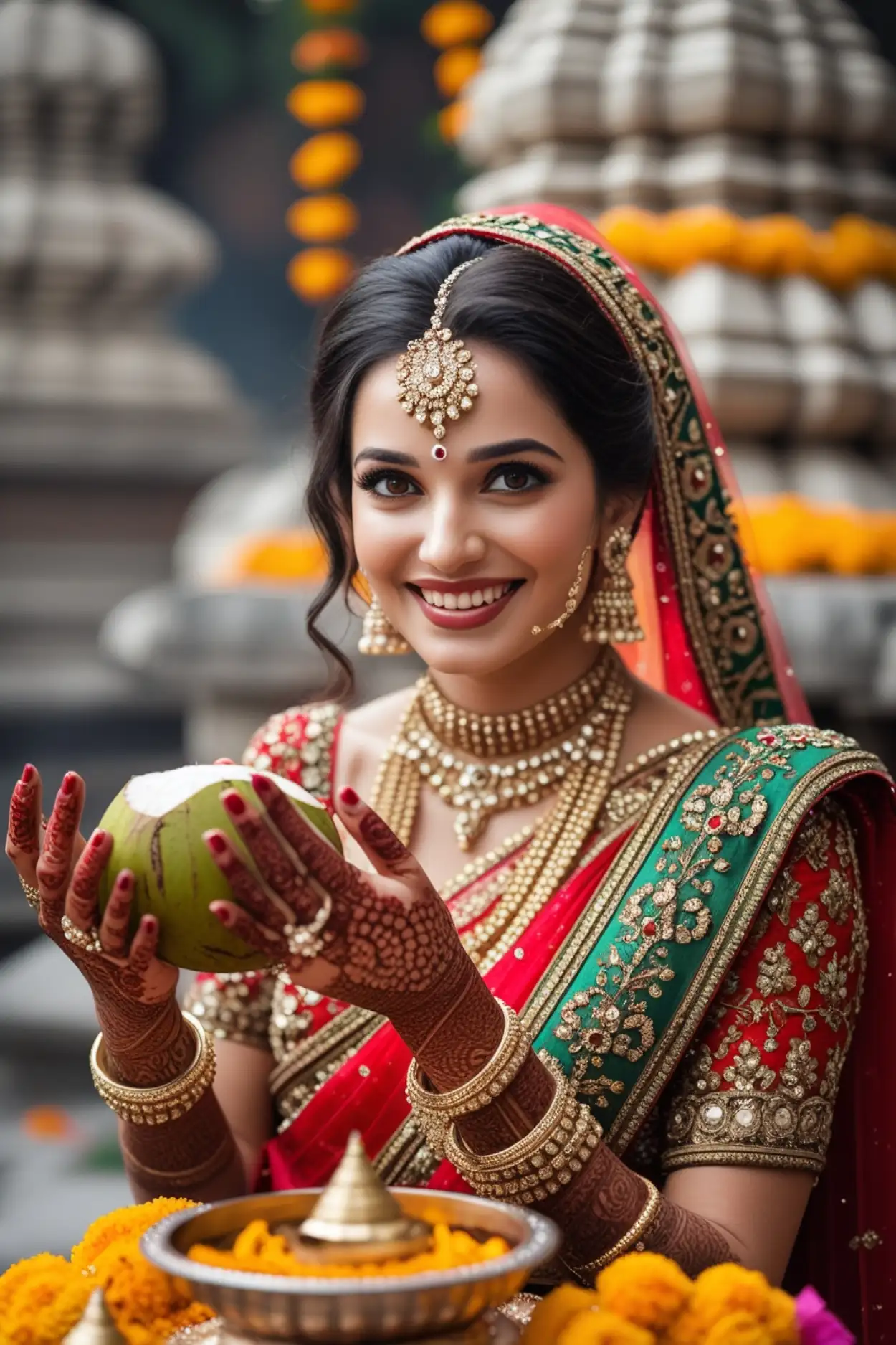 mehndi for teej with bride-groom motif 2025