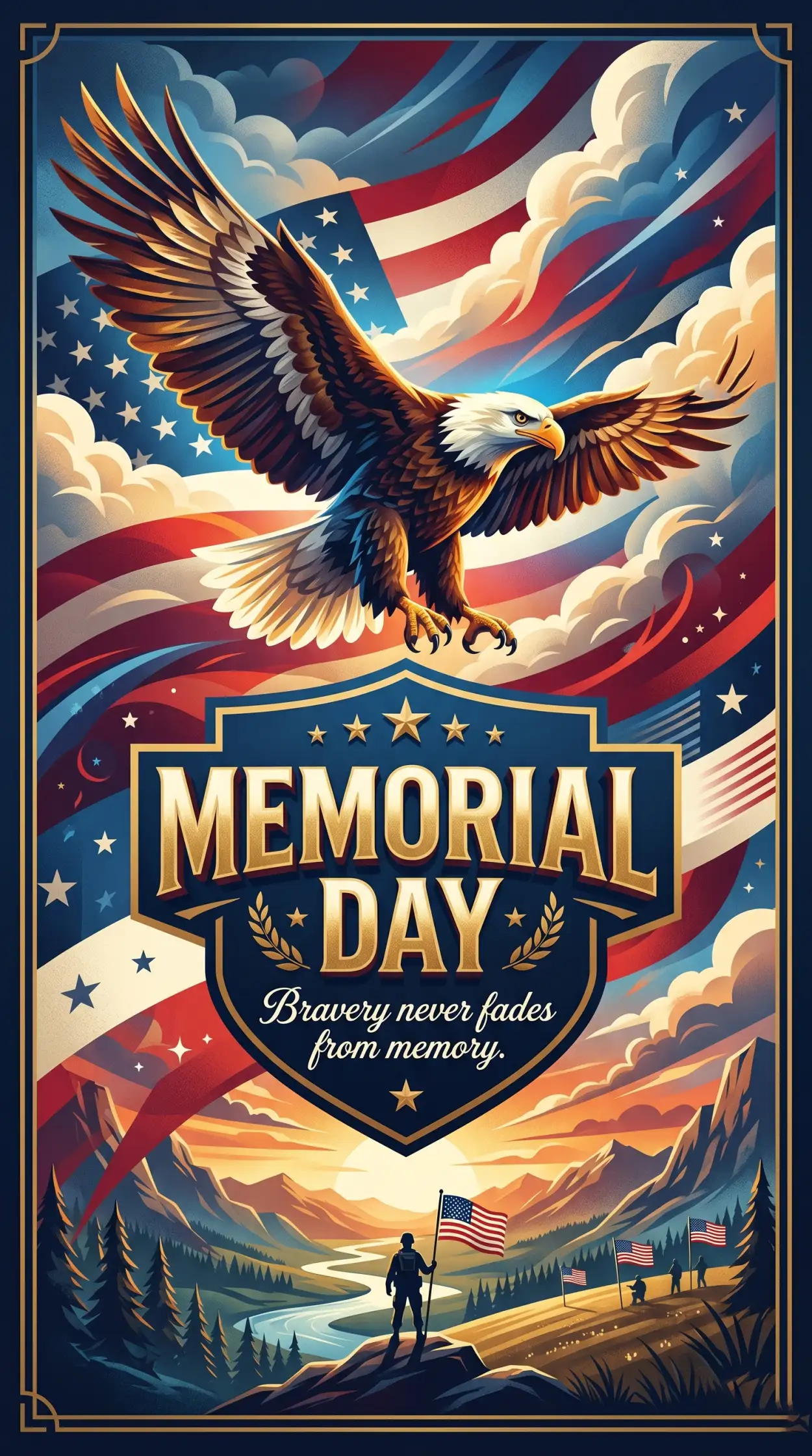 Free Download Memorial Day 2026 American Eagle Vector Artwork - High Quality Morial Day 2026 Image