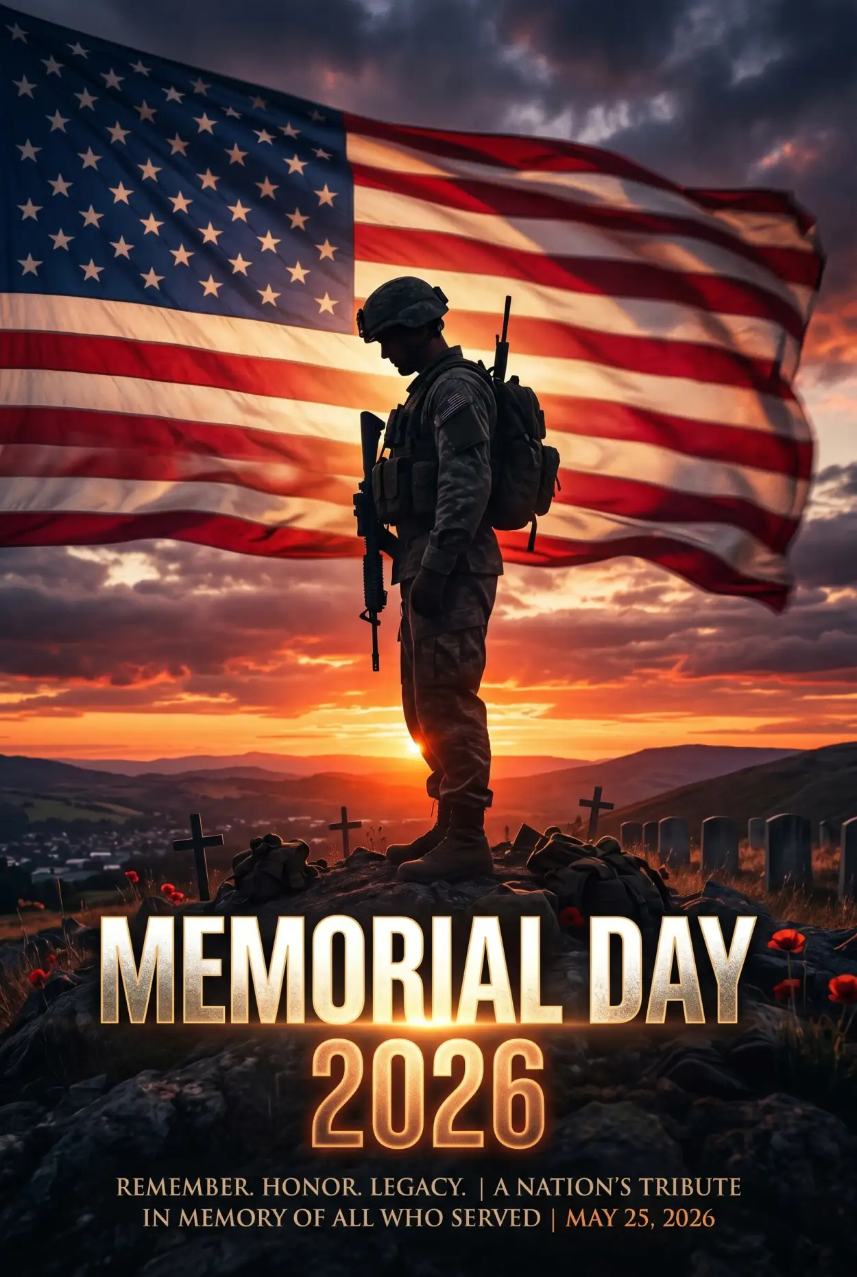 Free Download Memorial Day 2026 Cinematic Patriotic Artwork - High Quality Morial Day 2026 Image