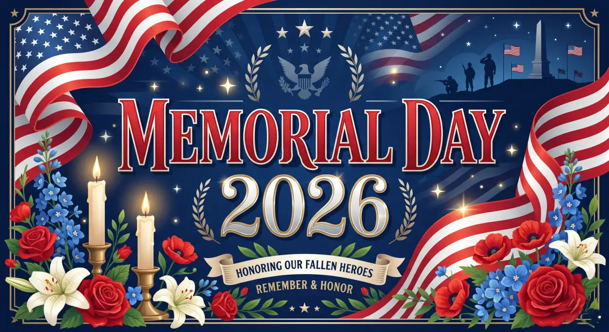Free Download Memorial Day 2026 Patriotic Banner Design - High Quality Morial Day 2026 Image